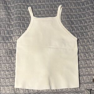 Alice+Olivia Women White Cabot Straightneck Fitted Cropped Tank Top Size S